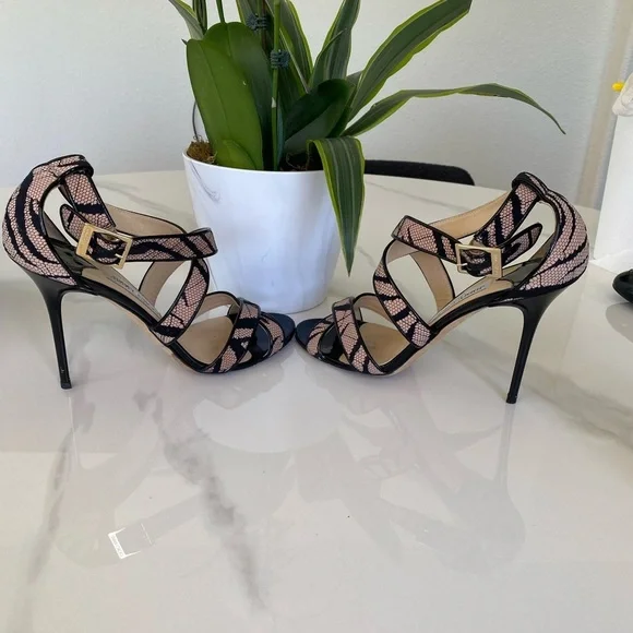 Jimmy Choo Strappy Snakeskin Heels - Size 39.5 (US 9.5) - Picture 2 of 12